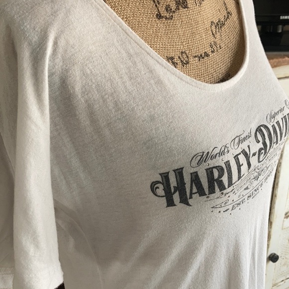 Harley Wild Prairie MN rounded hem white short sleeve tshirt rhinestones - Picture 4 of 16